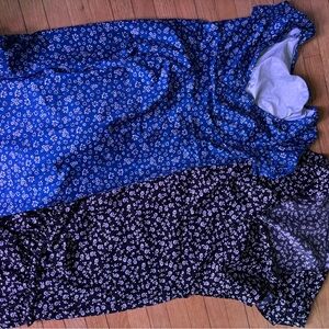 Floral Print Dresses in Blue and Black